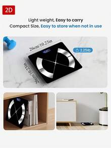 [Timbangan Emas Cerdas] Timbangan Berat Badan Pintar, Timbangan Kamar Mandi Digital, Timbangan Berat Badan LED Digital Pintar, Alat Kamar Mandi, Berat Maksimum 400lbs/180kg, Permukaan Kaca Tempered, Deteksi Suhu, Menggunakan Baterai AAA (Tidak Termasuk) - MultiWarna - View 4