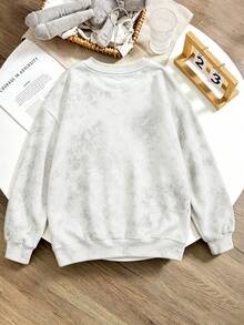 1pc Round Neck Printed Eyes & Mouth Pattern Sweatshirt, New Autumn/Winter Comfortable Top - White - View 5