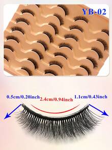 ENCHUW 16 Pairs Half Lashes Natural Look Manga Lashes False Eyelashes Wispy Curling Lashes Fake Eyelashes Suitable For Parties - Black - View 2
