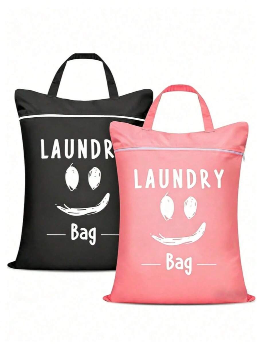 Heavy Duty Large Waterproof Wet/Dry Separated Mesh Laundry Bag, Zippered Handheld Laundry Bag, Portable Storage Bag, Laundry Room Clothing Sorting And Storage, Suitable For Travel, Business Trips, Student Dorms And Bathroom Use - A - View 1
