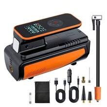 Portable Wireless Mini Air Pump 1500mAh 11.1V, With Digital Dual Display, LED Light And Pressure Gauge, Suitable For Cars, Motorcycles, Bicycles And Balls, Essential Equipment For Spring Travel - A - View 1