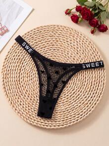 3pcs/Set Sexy Lace Women's Panties, Heart Print, Semi-Transparent Soft Comfortable Thong, Sexy Lingerie Set - Multicolor - View 3