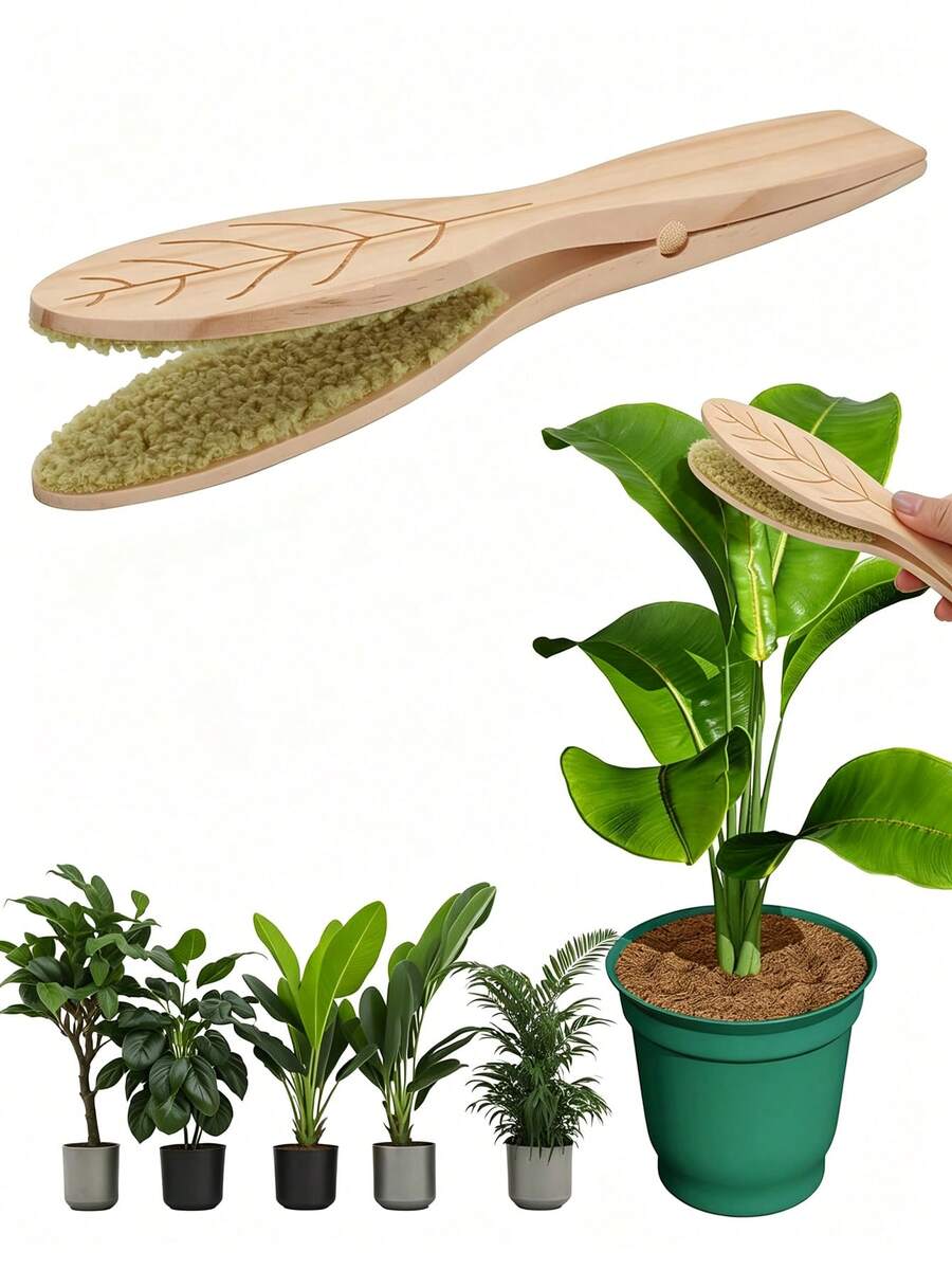 1/2件手持式葉片清潔刷,高效除塵工具,適用於室內外植物,便攜人體工學設計 - 多色 - 查看 1