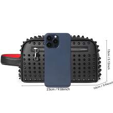 1pc Black Rivet Design Men's Clutch Bag, PU Material Large Capacity Zipper Handbag, Wristlet Bag Suitable For Daily Commute And Holiday Gifts, Travel Essential Gift, Exclusively For Men. Men's Gift - Multicolor - View 8