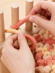 Manual Wooden Weaving Loom, Suitable For Hand Knitting, Crochet And Weaving, Multi-Functional Textile Tool, Can Make Thick Blankets, Scarves Etc., No Electricity Required, Easy Operation, Durable Handmade Weaving Machine - Multicolor - View 2