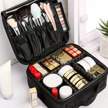 1pc Large Capacity Multi-Function Makeup Storage Bag - Black - View 1