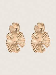 Valisandre 1pair Fashion Leaf Design Stud Earrings For Women For Daily Life - Gold - View 2