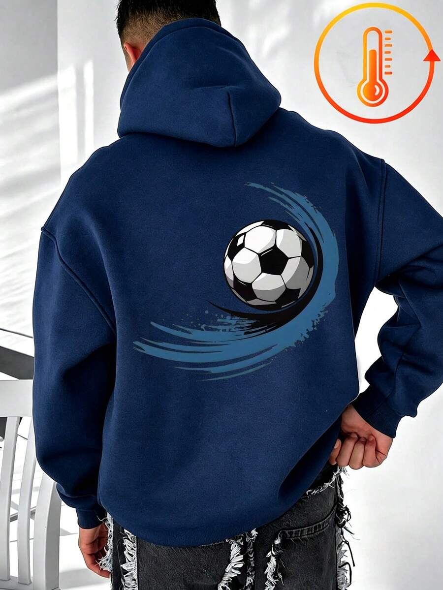 Tween Boy Fun Graphic Print Pullover Sweatshirt, Warm & Comfortable Thermal Lined Pullover Sweatshirt For Autumn/Winter - Navy Blue - View 1