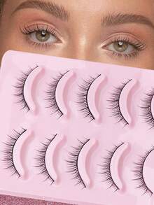 AYRMILLA Lashes NEW 5 Pairs Natural False Eyelashes Fluffy Soft Dramatic Wispy Eyelash ,Handmade Upper Lash Winged End Eye Elongated Eyelashes Natural Realistic Eyelash Full Strip Lashes Volume Popular Make Up Beauty Tools. - Black - View 1