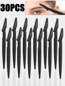 60/50/40/30/20/12/5pcs Portable Eyebrow Razors, Ergonomic Handle, Unisex Body Hair Trimmer, Anti-Scratch Blade Guard Eyebrow Shaver, Travel & Home Economic Beauty Tool, Exquisite Small Gift - Beige - View 8