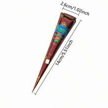 1 buah Kaveri Henna Cone, Tato Temporer, Tato Henna Semi-Permanen, Seni Tato Temporer Tahan Air, Cocok untuk Seni Mehendi dan Desain Tato - Coklat - View 4