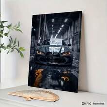 1 قطعة ملصق بطراز مخطط تقني لسيارة خارقة وشعار M4 حديث - طباعة على قماش سيارة سوداء، تصميم مستوحى، مخطط مواصفات مركبة ديناميكية هوائية، فن جداري بدون إطار، مناسب لديكور كهف الرجل، ديكور المكتب المنزلي، ديكورات هالوين - A - مشاهدة 5