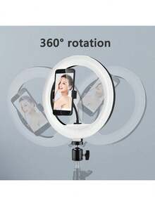 AXNEN 10-Inch Selfie Ring Light With Tripod, LED Ring Light With Phone Holder, Suitable For Video Recording, Live Streaming, Compatible With All Smartphones - Multicolor - View 6