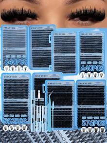 576/592/640pcs Of SD Curly Eyelashes,Popular In Europe And America,With High-Capacity False Eyelashes;Natural And Soft False Eyelashes,Suitable For Homemade Eye Makeup And Beauty;Durable And Thick False Eyelashes,Suitable For Halloween And Christmas - Multicolor - View 5