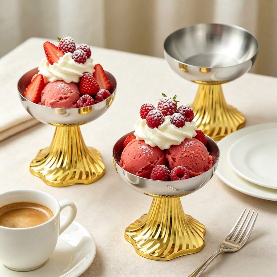 Dessert Cup, Ice Cream Cup, Pudding Cup, Tiramisu Cup, Reusable, Stainless Steel, Suitable For Parties, Weddings, Restaurants, Kitchen - View 1