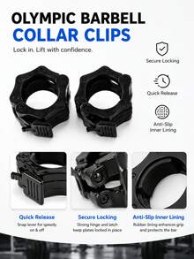 2pcs Heavy Duty Barbell Collars, Quick Release 30mm Barbell Bar Clips, Anti-Slip Safety Lock, Suitable For Gym, Weightlifting, Squat, Bench Press And Strength Training - Multicolor - View 8