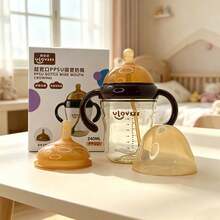 240ml/300ml Wide Neck PPSU Baby Bottle With Replacement Straw,2-In-1 Use Feeding Bottle, Straw Water Bottle With Handle And Gift Box - Multicolor - View 3