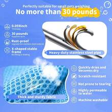 Foldable Pet Grooming Hammock With Stand, Stainless Steel Material, Suitable For Small Dogs And Cats Under 30 Lbs, Bathing And Nail Trimming, Breathable 8-Hole Design - one-size - View 7