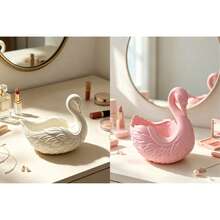 Swan-Shaped Jewelry Tray, Matte White Resin Decorative Trinket Dish, Elegant Desktop Organizer For Rings, Earrings, Necklaces - Multicolor - View 10