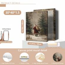 1 Piece, Santa Claus Canvas Painting: Vintage Style Holiday Artwork With Nostalgic Vibe, Classic Christmas Atmosphere, Snowy Forest Landscape, Printable Seasonal Wall Decor - Santa Claus, Yuletide, Xmas, Christmas Day, Canvas Wall Decor, Popular Autumn Farmhouse Style Canvas Poster, Suitable For Modern Home Decor, Room, Living Room, Bathroom, Kitchen, Living Room, Home Decor. - A - View 12