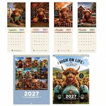 2027 Calendar Highland Cow Theme 12 Unique Exquisite Monthly Planner Schedule Display Board Home Indoor Decor Accessory Birthday Gift Christmas Gift New Year Gift - Multiple Styles - View 2