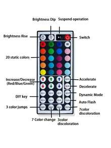 Intelligent LED Light Strips, RGB Flexible Light Bars, 44-Key Remote Control, Christmas Decorations, Halloween Decorations, Room Decorations, Ceiling Decorations, E-Sports Room Decorations, Music Studio Decorations. - Multicolor - View 10