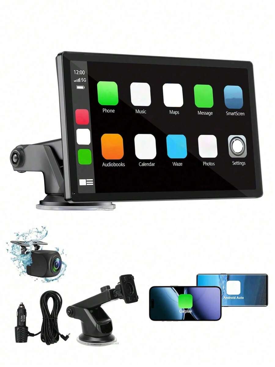 2026 New 7-Inch Wireless CarPlay And Android Auto Player, Touchscreen Bluetooth Hands-Free/Screen Mirroring/Navigation/Voice Control/TF Card/AUX, Suitable For Cars, Trucks, SUVs