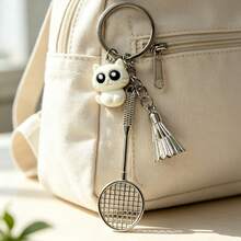Badminton Racket Keychain, Metal Sports Accessory, Sports Souvenir Gift For Friends, Backpack Charm, Suitable For Sports Enthusiasts Daily Wear And Holiday Gift, Teacher Gift Or Back To School Teacher Accessory, Casual Zinc Alloy Keychain, All Year - A - View 8