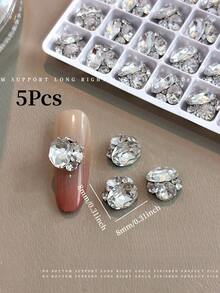 5/15Pcs Flashing K9 Crystal Pigeon Egg Nail Art Rhinestone Ball Transparent White Luxury Versatile Pillow Fat Square Nail Art Rhinestone Ball Decoration - White - View 16