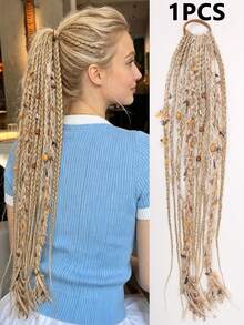 1 buah Wig Ekor Kuda Kepang Gaya Boho Hippie, Ekstensi Rambut Kepang Sintetis yang Dihiasi dengan Rumbai Benang, Manik-manik Kayu, dan Tabung Logam, Cocok untuk Festival Musik, Pesta Rave, dan Pemakaian Sehari-hari - MultiWarna - View 17