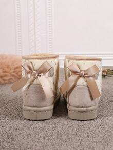 Children's Dreamy Starlight Snow Boots With Thick Fleece Lining, Wearing Sweet And Warm Short Boots For Little Girls In Winte - Beige - View 5