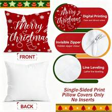 4pcs Christmas Tree & Snowflake Print Pillow Covers, Red & White Color Scheme, Christmas Atmosphere Decorative Cushion Covers, Suitable For Sofa, Bedroom And Other Home Decor (Pillow Insert Not Included) - Multicolor - View 7