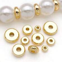 20pcs Real Copper Plated Brass Flat Spacer Beads, Large Hole Loose Beads, Jewelry Making Accessories For Bracelets And Necklaces - Spacer Beads - View 1
