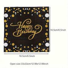 20pcs Black Disposable Napkins With Gold "Happy Birthday" Pattern, 2-Ply Paper Napkins For Wedding, Anniversary And Christmas Themed Party - View 8