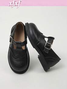 XfxfA New /Academy Style Hook And Loop Slip-On Shoes, Fashionable And Versatile, Suitable For Children To Wear At School/Outdoors/Shopping - Black - View 1
