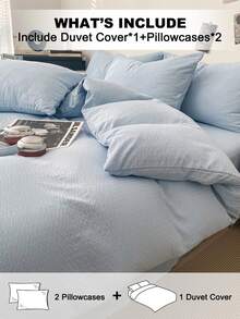 3pcs Solid Color Duvet Cover Set, Ultra Soft Breathable Microfiber Double-Layer Gauze All-Season Bedding, Machine Washable Fade/Pill/Shrink-Resistant, Fresh INS Room Decor For King Queen Full Twin, Home Dorm Guest Room Vacation Rental Gift - Multicolor - View 2