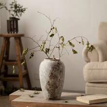 Jingdezhen New Chinese Wabi-Sabi Style Ceramic Vase Decor, Mottled Rustic Coarse Pottery Jar, Entryway TV Cabinet Decoration - Porcelain Vase - View 2