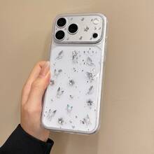 Luxury Star Diamond Blue Butterfly Phone Case, Soft Shell Anti-Drop Non-Yellowing, Summer New Fashion Versatile Women's Style, Full Coverage Protective Case, Luxury Sparkling Versatile, Suitable For 18 Pro Max/18 Pro/18/Duo/17/Air/16/15/14/13 Series - Clear - View 4