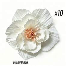 [Large Size High Quality]6pcs Large High Quality Artificial Peony Flowers 11.8 Inches*6 | Handmade Paper Flower Set, Suitable For Wedding Decoration, Window Arch, Birthday Party Backdrop, Home Wall Decor - White - View 8