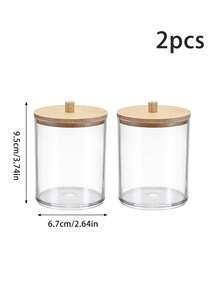 Qtip Holder Dispenser - 10 Oz Clear Plastic Canister Apothecary Jar, Bathroom Vanity Storage Organizer Set For Cotton Swabs, Pads, Floss Picks, Small Containers For Makeup Storage (4 Packs, Black) - View 8