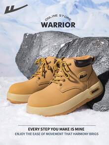 Warrior Fashionable Thick Soled Height Increasing Spring And Autumn Hiking Shoes For Small Stature Boots Ladies Ankle Boot Fleece-Lined Sneakers - Camel - View 1