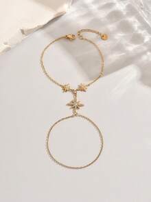 LIEBEIRIS 1 buah Gelang Jari Stainless Steel Bintang Delapan Berlapis Emas 18K yang Indah, Cocok untuk Pemakaian Sehari-hari Wanita dan sebagai Hadiah - Yellow Gold - View 2