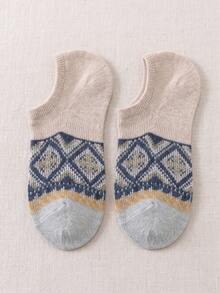 1/3/5/10 Pairs Unisex Geometric Pattern Invisible Short Socks, Bohemian Style Short Socks, Vintage Non-Slip Invisible Socks, Suitable For Daily Casual Wear - Multicolor - View 4