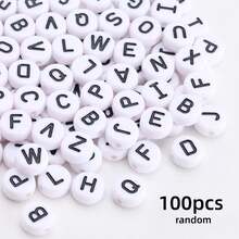 300 piezas de cuentas con letras o símbolos de 7x4mm para pulseras y collares de joyería, múltiples colores y estilos, corazón, estrella, símbolo, paz, cruz, letra - Multicolor - Ver 13