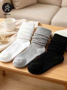 3 Pairs Fashion Minimalist Long Tube Slouch Socks, Daily Versatile Long Slouch Socks, Casual Sports Socks, Unisex, Suitable For Couples, Breathable And Comfortable, Holiday Gift - Multicolor - View 2