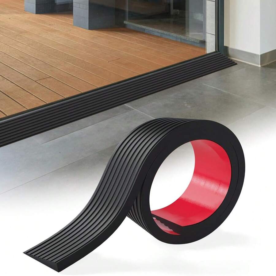 1pc 90cmx5cm Self-Adhesive Rubber Door Threshold Ramp, Self-Adhesive Floor Transition Strip