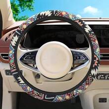1pc Car Steering Wheel Cover Multi-Color Embroidered Breathable Mesh Fabric No Inner Ring Steering Wheel Cover Suitable For Most Cars Car Interior Accessories Unisex All Season - Multicolor - View 3