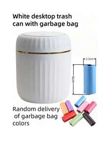 1pc Mini Desktop Trash Can, Flip Lid Design, Effectively Prevents Odor Leakage. Can Be Used To Store Desktop Waste Such As Fruit Peels And Paper Scraps, Keeping The Desktop Clean. Suitable For Bathroom, Home Desk, Coffee Table, Office, Living Room, Study And Other Places. - Multicolor - View 14