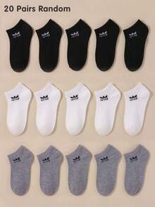 5/10/20/50 Pairs Random Sport Ankle Socks Black White Grey Solid Color Low Cut Short Socks Breathable Halloween Kids Socks For Fall Running Walking - Multicolor - View 15