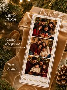 1pc Customized Photo Strip Christmas Ornament, Personalized Family Photo Acrylic Hanging Decor, Custom Quote & Name Keepsake, Christmas Tree Decoration, Christmas Gift - Multicolor - View 8